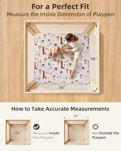 Baby Play Mat for Floor,1.2" Thick 50x50 Playpen Mat,Safe Padding Tummy Time Mats for Babies and Infants Toddlers,Cushioning Foam Mats for Kids Crawling,Non-Slip Baby Playmat,Yoga,Tatami,Nursery Rug