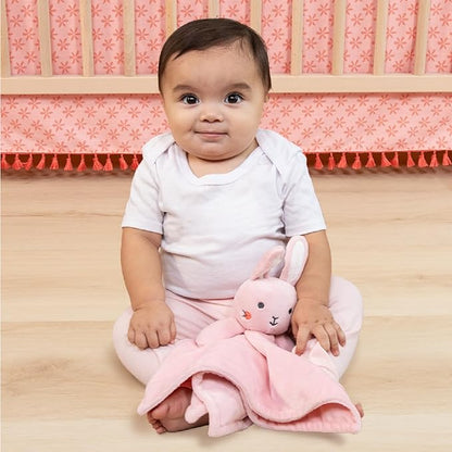 The Peanutshell Tummy Time Mat Girl and Bunny Baby Lovey- Baby Floor Play Mats - Newborn, Infant - Padded Activity Playmat for Babies, Tummy Time Pillow - Pink Floral Nursery Decor Rug