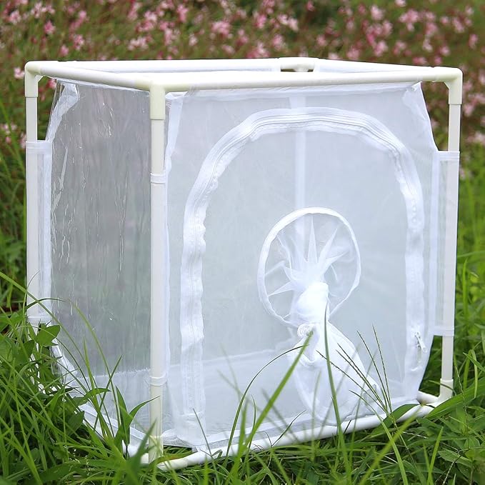 RESTCLOUD Monarch Butterfly Habitat Cage, Outdoor Insect Mesh Cage Terrarium 16" x 12" x 16"