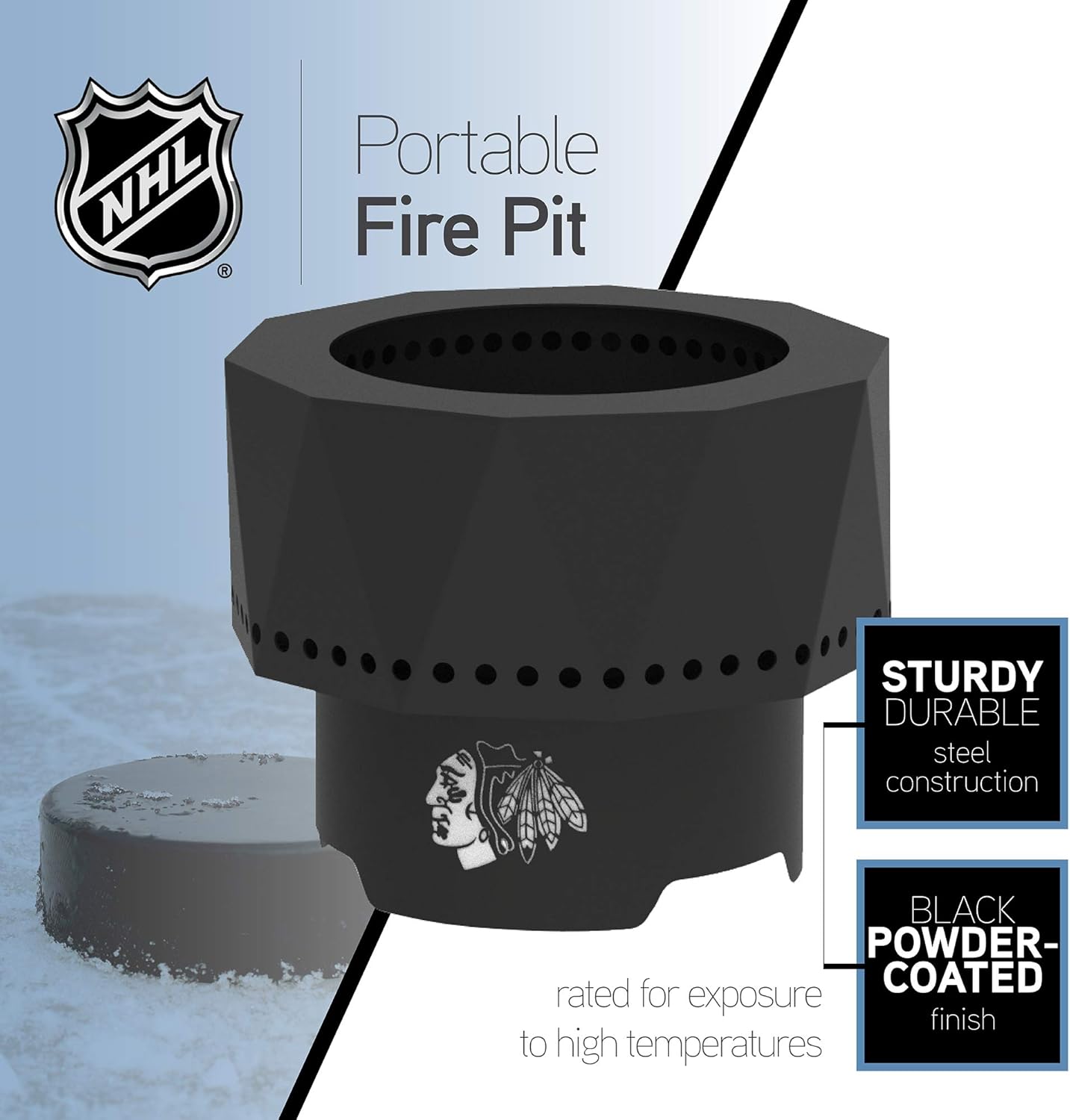 Blue Sky Outdoor Living PFP1513-CB Portable Fire Pit, Chicago Blackhawks