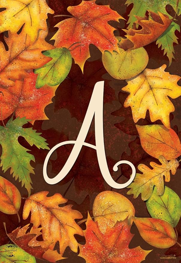 Briarwood Lane Fall Leaves Monogram Letter A Garden Flag