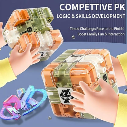 Large Labyrinth 3D Puzzles Maze Cube - Engaging Brain Teaser Toy, 3D Maze Ball, Magic Cube & Ball Dual-Use, Improve Spatial Recognition, Relieve Stress, and Cultivate Logical Thinking (Natural)