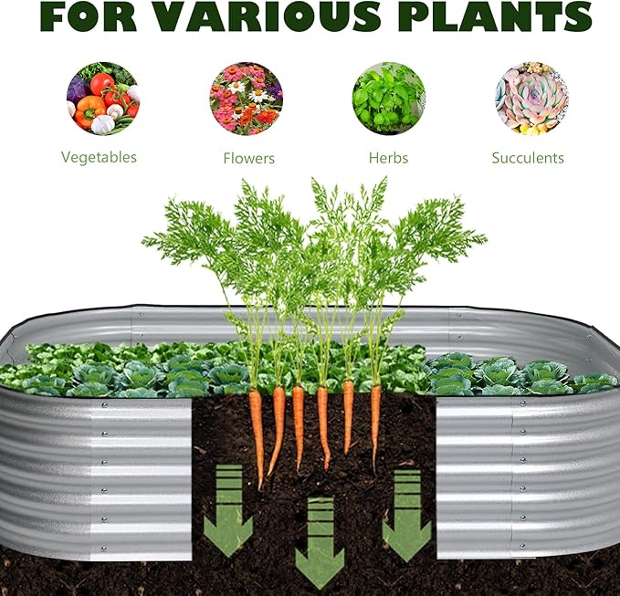 BPS 6-in-1 Metal Raised Garden Bed, 5.5x4 FT Galvanized Planter Raised Beds for Vegetables, Flowers 17'' Extra Tall