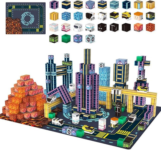 180PCS Magnetic Blocks, Building Blocks Cubes, Magnetic Cubes Kids Toys, Upgraded STEM Sensory Toys for Kids Ages 3+, Christmas Birthday Gifts for Boys Girls