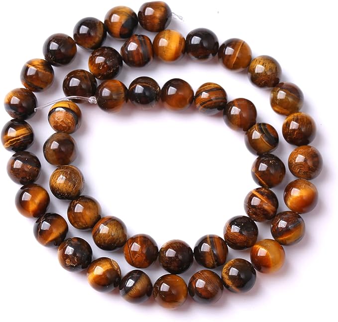 6MM 60PCS Natural Stone Yellow Tiger Eye Stone with Iron Mine Beads for Jewelry Making DIY Bracelet