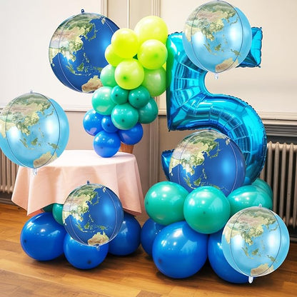 6 Pcs Globe Earth Balloons, 22 Inch Big World Map Foil Balloons, Planet Large Round Sphere Balloon for Travel Adventure Earth Day Birthday Party Decorations