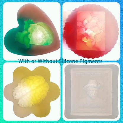 BBDINO Silicone Mold Making Kit 20A Silicone for Mold Making, Silicone Mold Making Translucent 38.8 Oz, 1A:1B by Volume, Liquid Silicone for Molds Making of Resin, Soap, Wax, Clay, Concrete etc.