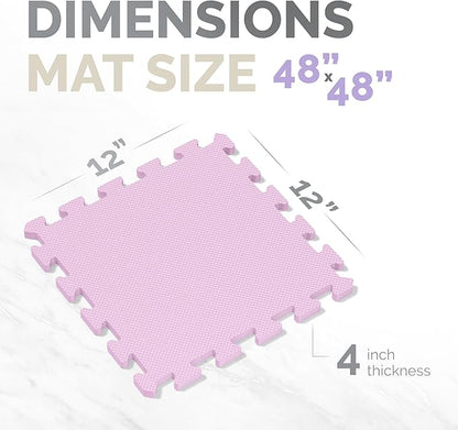 TOYVELT Ultimate Foam Play Mat Set 12x12-16 Interlocking Floor Tiles for Kids - Non Toxic, Colorful Foam Puzzle Mats - Safe and Durable - Ideal Play Mat for Toddlers 1-3 - Pink-Purple-Beige