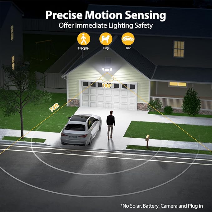 Onforu 65W Motion Sensor Outdoor Lights, 6000lm 6500K Daylight Flood Light Outdoor Motion Sensor, IP65 Waterproof Motion Detected Lights for Outside, Hardwired LED Security Light for Garage Yard