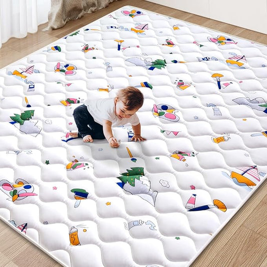 Baby Play Mat - 79" X 71",Premium Thicker Foam One-Piece Crawling Mat, Machine Washable, Extra Large Anti-Slip Activity Playmat for Babies, Toddlers & Infants