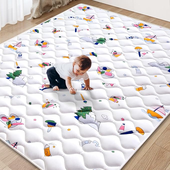 Baby Play Mat - 6ft X 4ft,Premium Thicker Foam One-Piece Crawling Mat, Machine Washable, Extra Large Anti-Slip Activity Playmat for Babies, Toddlers & Infants