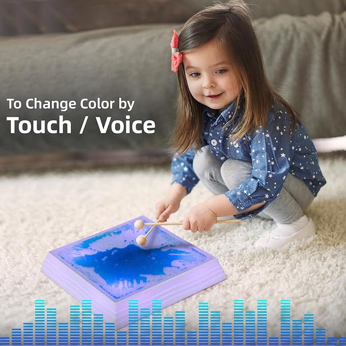 Art3d 12×12 Inch Sensory Interactive Liquid Motion Tiles for Toddlers Kids & Adult - Touch Sensitive 7 Color Changing Flooring Tile for Home Décor, Indoor & Outdoor Activities, 3-Pack