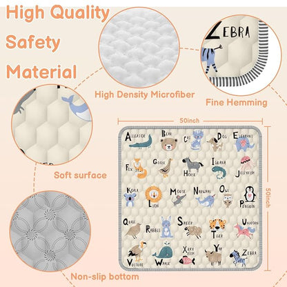 Baby Play MAT 50" X 50" Playpen Mat, Soft Thickened Anti-Slip Baby Mat for Floor, Foldable and Machine Washable Baby Crawling Mat