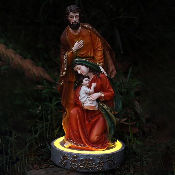 Jesus Statue Outdoor Decor Solar Lights, Religious Garden Statue, Blessed Father Outdoor Figure for Home/Garden Decor, Gift for Men/Father(11.22” H)