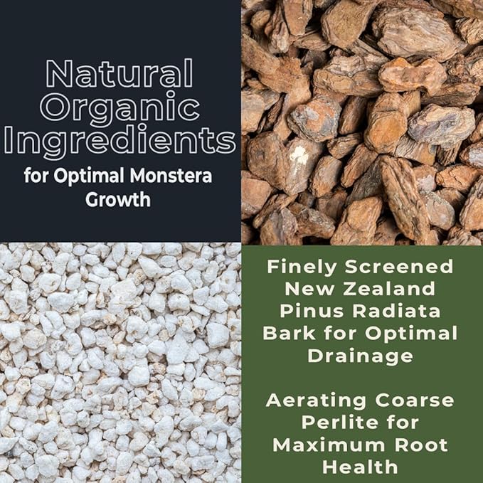 Monstera Potting Soil Mix – Organic, Fast-Draining, Chunky Soil with Coconut Coir & New Zealand Bark for Indoor Plants – Premium Fertilizer for Monstera Deliciosa, Albo & More (10 quarts)