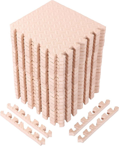 20 Tiles 12x12x1 Inch EVA Thick Interlocking Foam Floor Tiles Puzzle Exercise Mat Play Foam Mats for Boys Girls Baby Pets Home Classroom Nursery Gym(Beige)