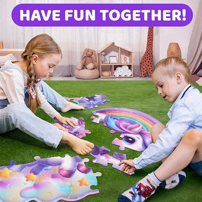 45 Pcs Unicorn Floor Puzzle for Kids Ages 3-6 Years Old- Large Toddler Puzzles Set, Educational Unicorn Activity Toys for 3 4 5 6 7 8 Girls Boys, Christmas Birthday Day Gifts Ideas