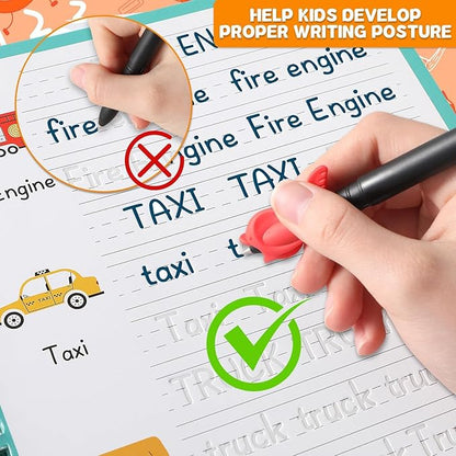 gisgfim 8 Pack Magic Grooved Writing Practice Books for Kids Reusable Magical Handwriting Workbooks with Disappearing Ink Pens Letter,Numbers,Math Tracing Copybook for Kindergarten Preschool Age 3-8