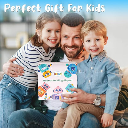 Wooden Robot Snap-Together Building Blocks, STEM Take Apart Toys Playset for Toddlers 3 4 5 6, 28 Psc Montessori Educational Fine Motor Skills Toys for Boys & Girls Birthday Gift