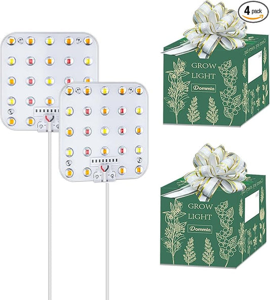 DOMMIA Grow Lamp, 4-Pack LED Plant Grow Light, 6/12/16H Timer Auto On Off, 4-Level Dimmable, Sunlike Full Spectrum with Optical Lens, Under Cabinet, Idea Garden Gift, 3300K Warm White