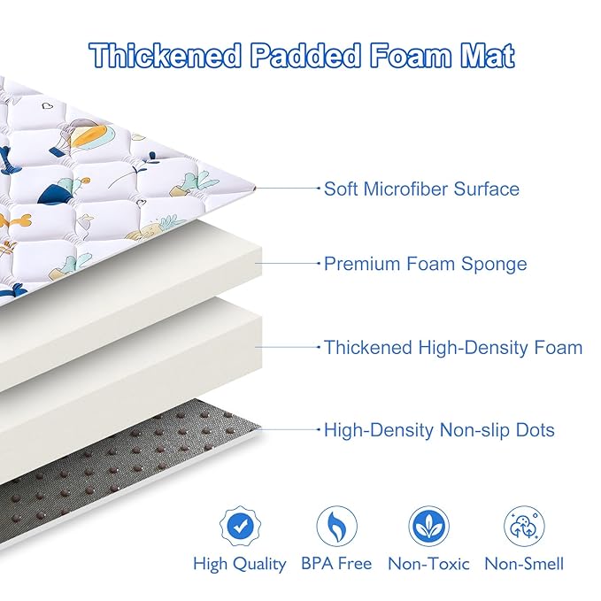 Lilyvibebearhappy Baby Play Mat, 59x59 Inch Thicker and Larger Non-Slip Cushioning Foam Playmats for Babies,Toddlers, Infants, Play & Tummy Time, Foldable and Machine Washable Baby Mat for Floor