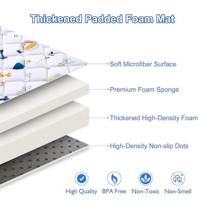 Baby Play Mat 79" X 63", Premium Thicken Foam One-Piece Crawling Mat, Extra Large Non-Slip Cushioned Activity Playmats for Babies, Toddlers, Infants, Play & Tummy Time