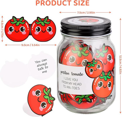60 PCS Positive Tomato Cards Jar, Emotional Support Jar, Tomato Affirmation Cards, Inspirational Gifts for Women, Cheer Up Gifts, Unique Positive Gift for Women, Teen Girl
