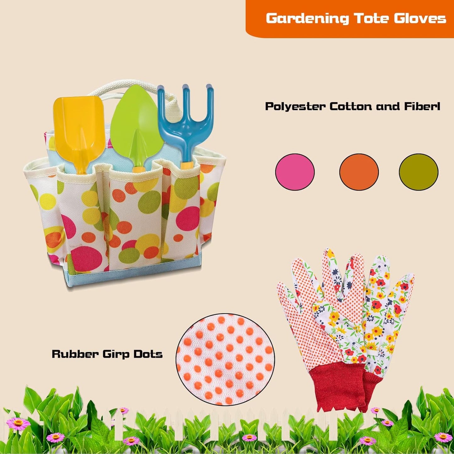 Kids Gardening Set, Kids Gardening Tools with Watering Can, Shovel, Rake, Gloves, Waterproof Apron and Storage Bag, Children Garden Tool for Boys Girls Age 3 4 5 6 7 8