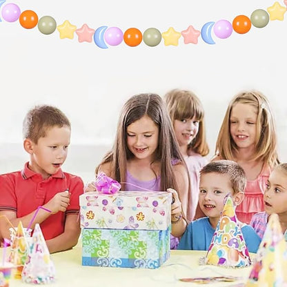 GOGOSO Ball Pit Balls Stars Moon Shapes Plastic Pitballs for Toddler Play Tent Baby Photo Props Kids Pool Water Toys Kiddie Pool Party Decor,Orange Green Blue,100pcs