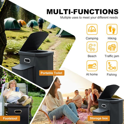 Upgrade XL Portable Toilet for Adults, Extra Large Portable Travel Floding Toilet, Camping Tall Toilets with Lid for Adults and Kids Compact Potty for Car,Hiking,Beach and Camping