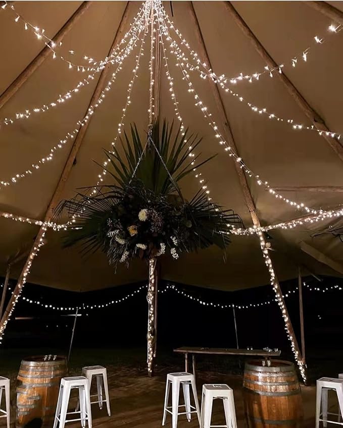 OZS 2Pack 164ft 400 LED String Lights Outdoor/Indoor, Extendable String Lights for Christmas Trees, Waterproof 8 Modes Green Wire Lights Holiday for Christmas Decorations (Cool White)