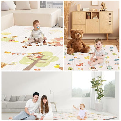 Baby Play Mat, 50 x 50 Inch Play Mat Perfect for Use Baby Playpen, Foldable Baby Foam Playmat for Floor, Portable Waterproof Activity PlayMats for Babies, Infants and Toddlers