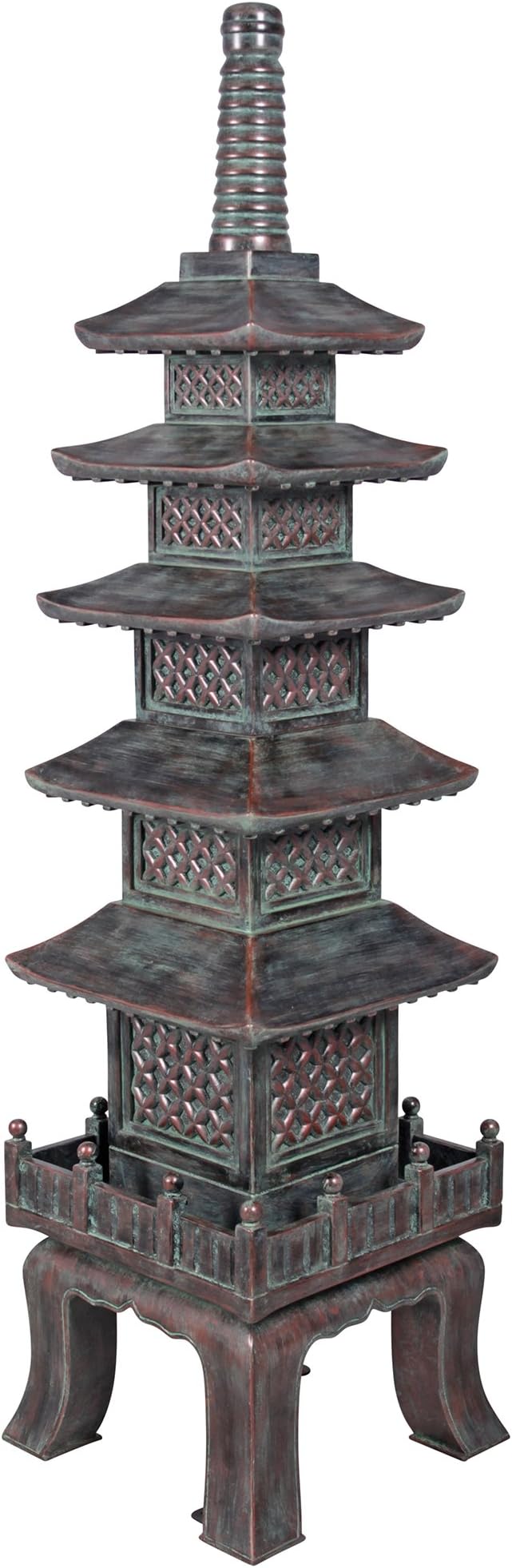 Design Toscano Nara Temple Pagoda Asian Decor Garden Statue, Grande 71 Inch Tall, Fiberglass Cast Stone Resin, Verdigris Green Bronze Finish