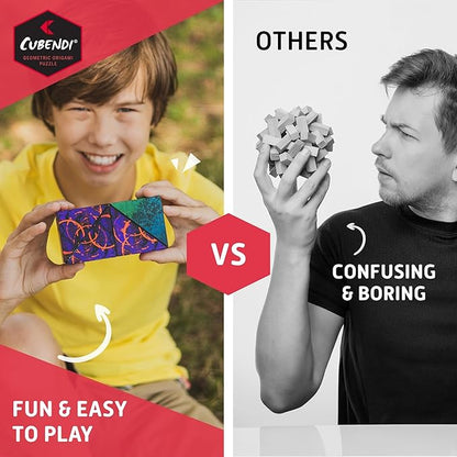 CUBENDI Geometric Origami Puzzle - Infinity Fidget Cube for Adults, Kids & Teens – Mesmerizing & Magnetic Shape Shifting Box w/48 Rare Earth Magnets - by Fun in Motion Toys (Ring)