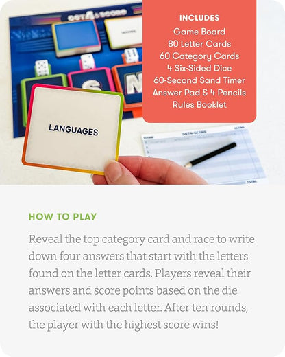 SimplyFun Get 4 and Score - A Communication Game for Kids That Tests Your Memory and Vocabulary Skills! - Educational Learning Game - 2 to 8 Players - for Kids Ages 8 & Up