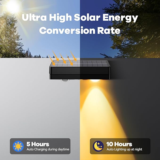 Solar Fence Lights Outdoor,Fence Solar Lights Outdoor IP65 Waterproof Designed with 12 Modes RGB 10 Colors for Wall Step Pool Railing Patio Backyard Holiday Feature Decorations (2 Pack)