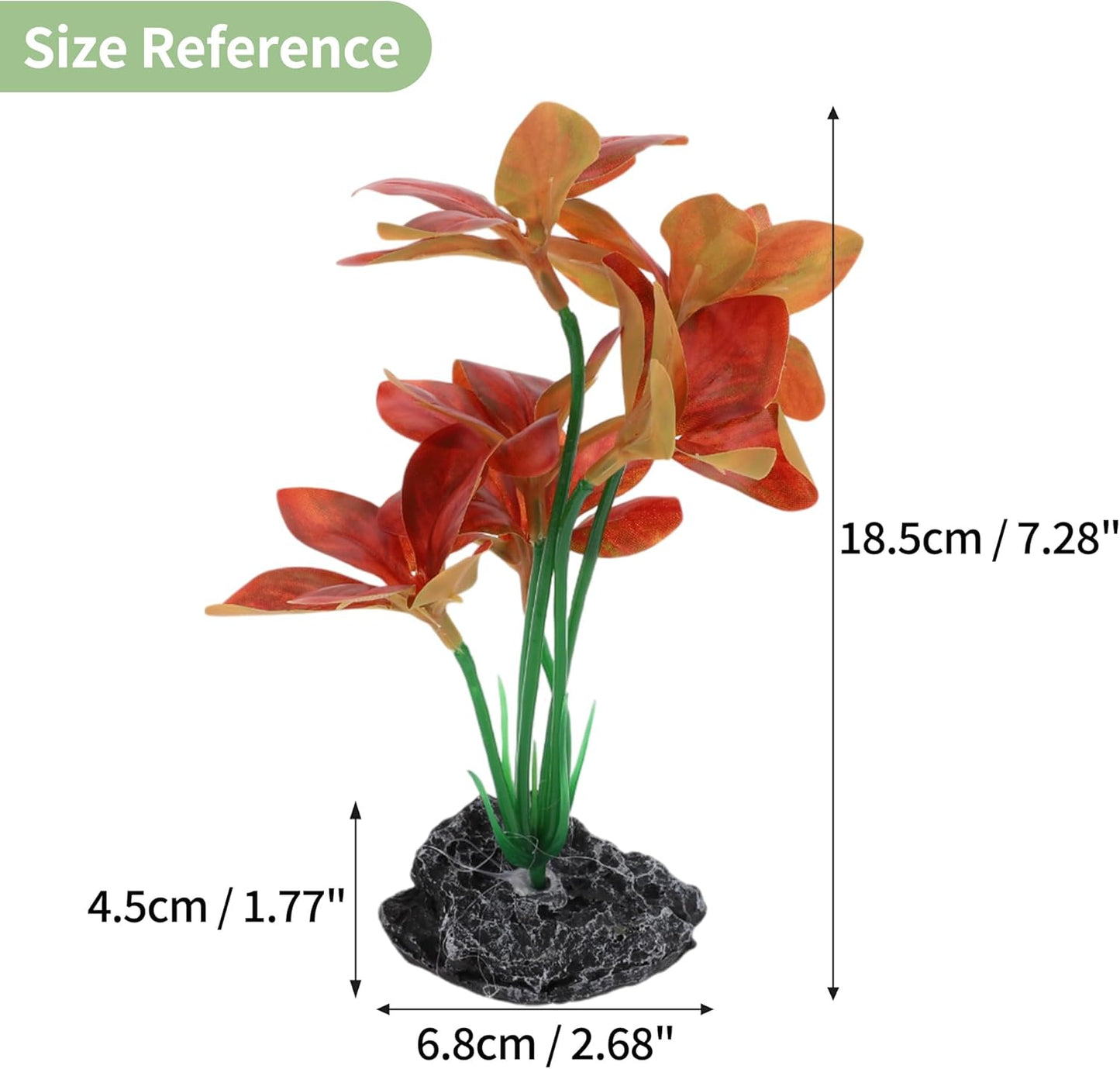 Aquarium Plastic Plants, Reptile Plant Decoration, Aquatic Plant Resin Decor, Betta Fish Tank Realistic Plants for Aquarium, 7.28" Height, Red