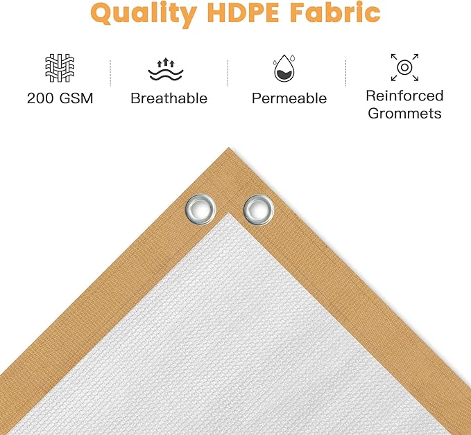 VICLLAX Shade Fabric Sun Shade Cloth with Every 2 FT Grommets for Patio Garden Pergola Cover Canopy 8x22 FT, Cream