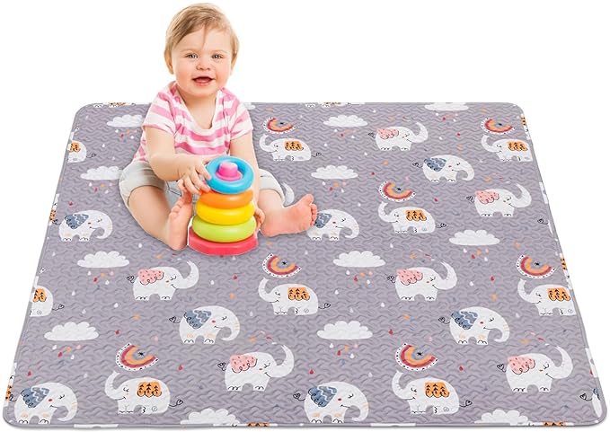 Machine Washable Baby Floor Play Mat 50x50”, Non Slip One-Piece Baby Crawling Mats for Tummy Time, Portable Playpen Mat Playmat for Babies Infants and Toddlers