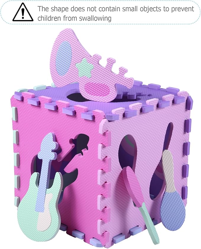 Foam Play Mat for Kids，25Pcs Square Interlocking Puzzle Floor Mat，Baby Play Mat Floor Mat Foam Puzzle Playmat for Toddlers with Fence（Musical Instrument-CSH016