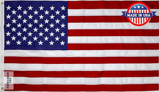 Carrot-Top Patriarch Polyester American Flag for Outside & Inside 5x8 - US Flag, Outdoor, United States Flag Made in USA, Heavy Duty w/Brass Grommets