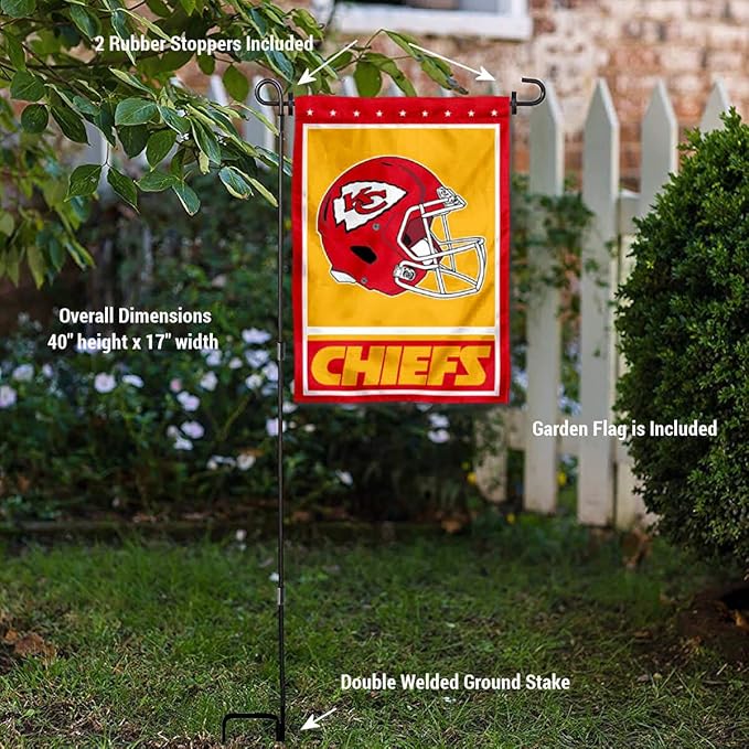WinCraft Kansas City Chiefs Football Garden Flag and Pole Stand Holder