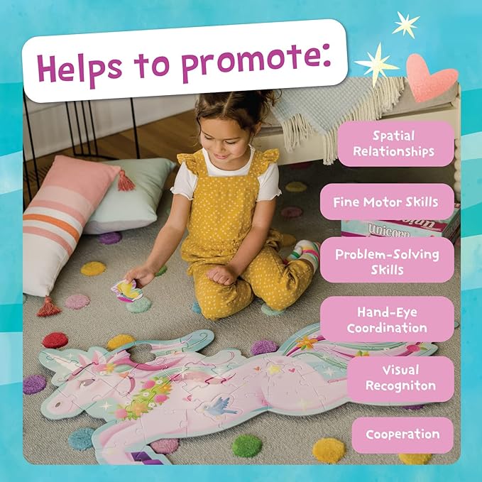 PEACEABLE KINGDOM Shimmery Unicorn Floor Puzzle, 1 EA