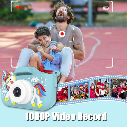 Kids Camera Toys,48MP Dual Lens with 64G SD Card and Cartoon Soft Cover for 3-8 Year Old Girls Boys (BlueDJS)