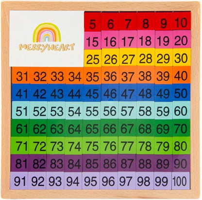 Wooden Math Learning Board Toy, Montessori 1-100 Consecutive Numbers Wooden Hundred Digital Board, Educational Game for Kids with Storage Bag