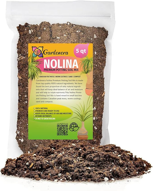 Premium Nolina Plant Soil Mix by Gardenera - Stimulate Growth and Elevate Unique Beauty with Nourishing Formula - 5 Quart