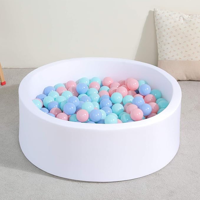 TRENDBOX Soft Memory Foam Ball Pit Sponge Indoor Round Ball Pit (NO Balls) for Toddler Children - White