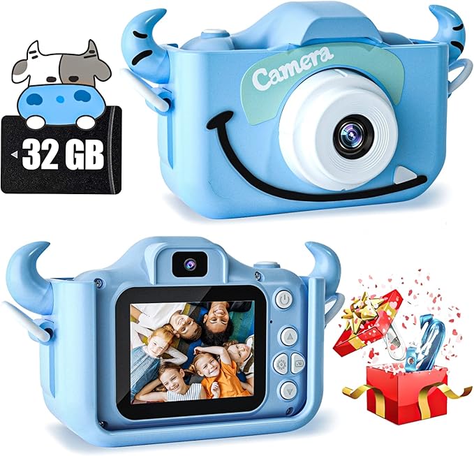 Kids Camera Toys for 3 4 5 6 7 8 9 10 11 12 Years Old Boys/Girls, Kids Digital Camera for Toddler with Video, Birthday Festival for Kids, Selfie Camera for Child, 32GB TF Card