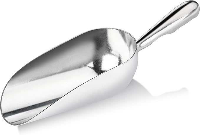 New Star Foodservice 34509 One-Piece Cast Aluminum Round Bottom Bar Ice Flour Utility Scoop, 5-Ounce, Silver (Hand Wash Only)