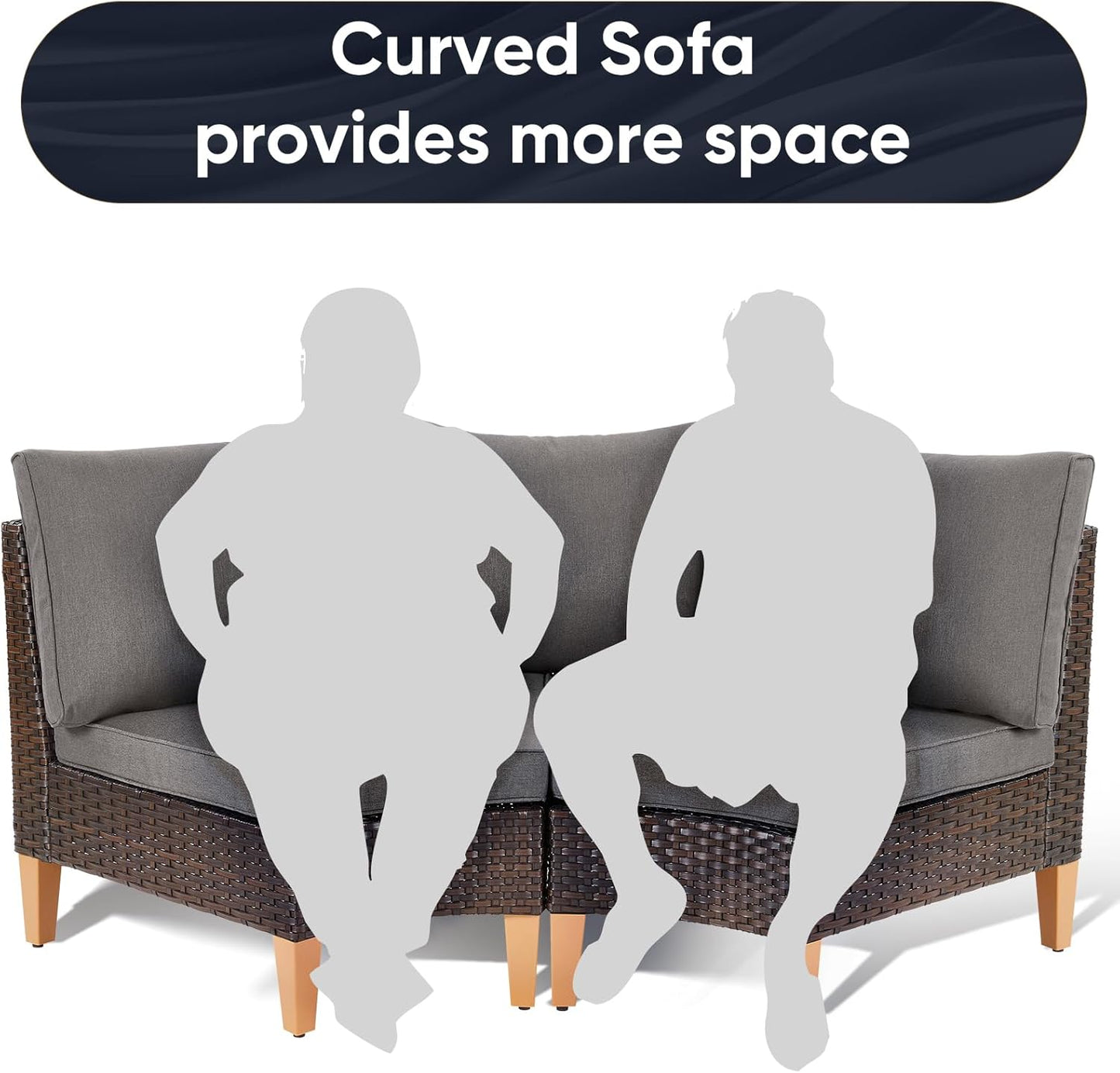 HUMMUH Patio Furniture Set,8 Pieces Outdoor Sectional Couch Chairs with Ottomans,All Weather PE Wicker Patio Conversation Sets for Garden Porch Backyard